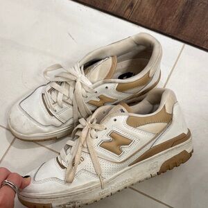 New Balance White and Brown Sneakers